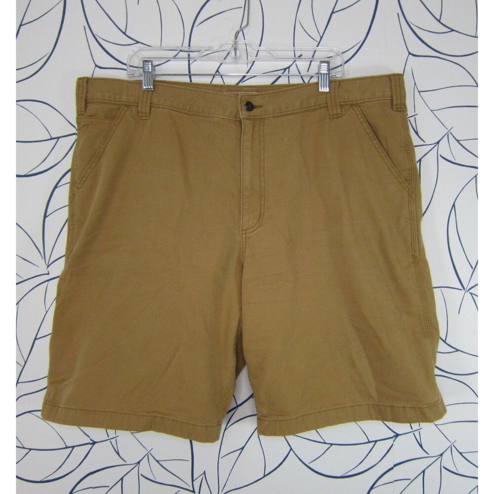 Carhartt Men's Relaxed Fit Canvas Work Shorts Camel Brown Size 42 9.5" Inseam